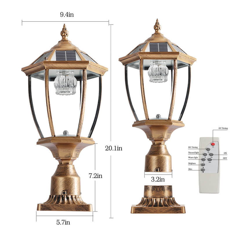 Bronze Solar Column Headlights Landscape Light