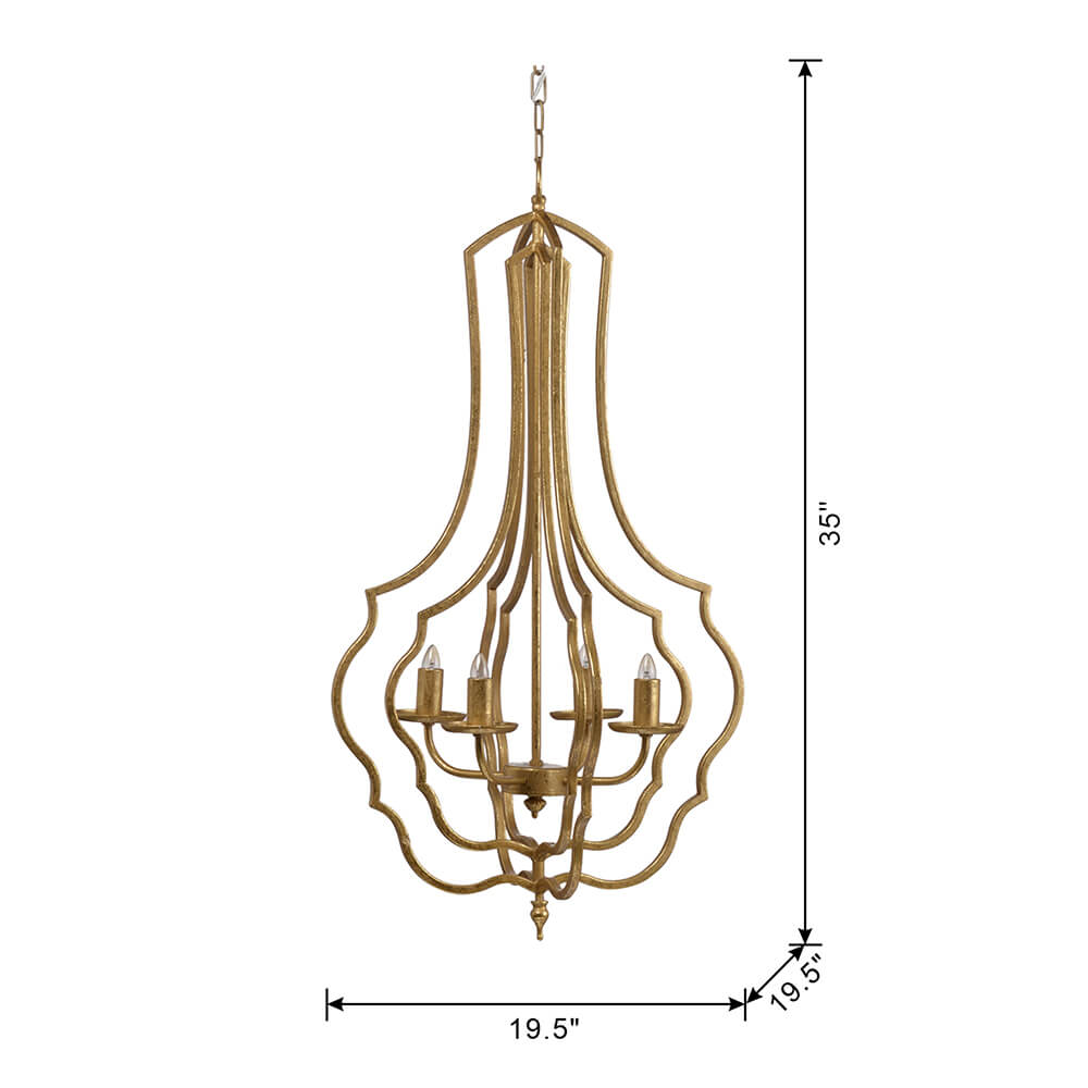 4-Light Metal LED Chandelier Light Fixture