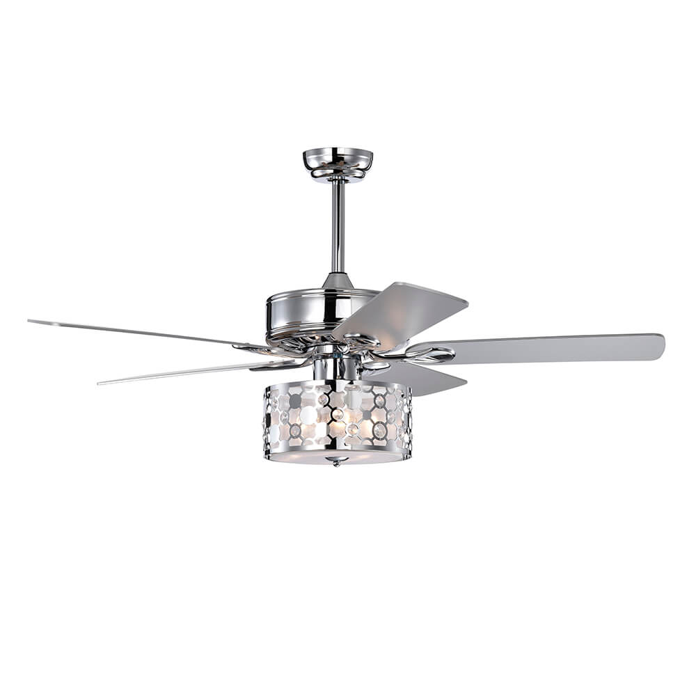 Chrome Iron Crystal Ceiling Fan Light