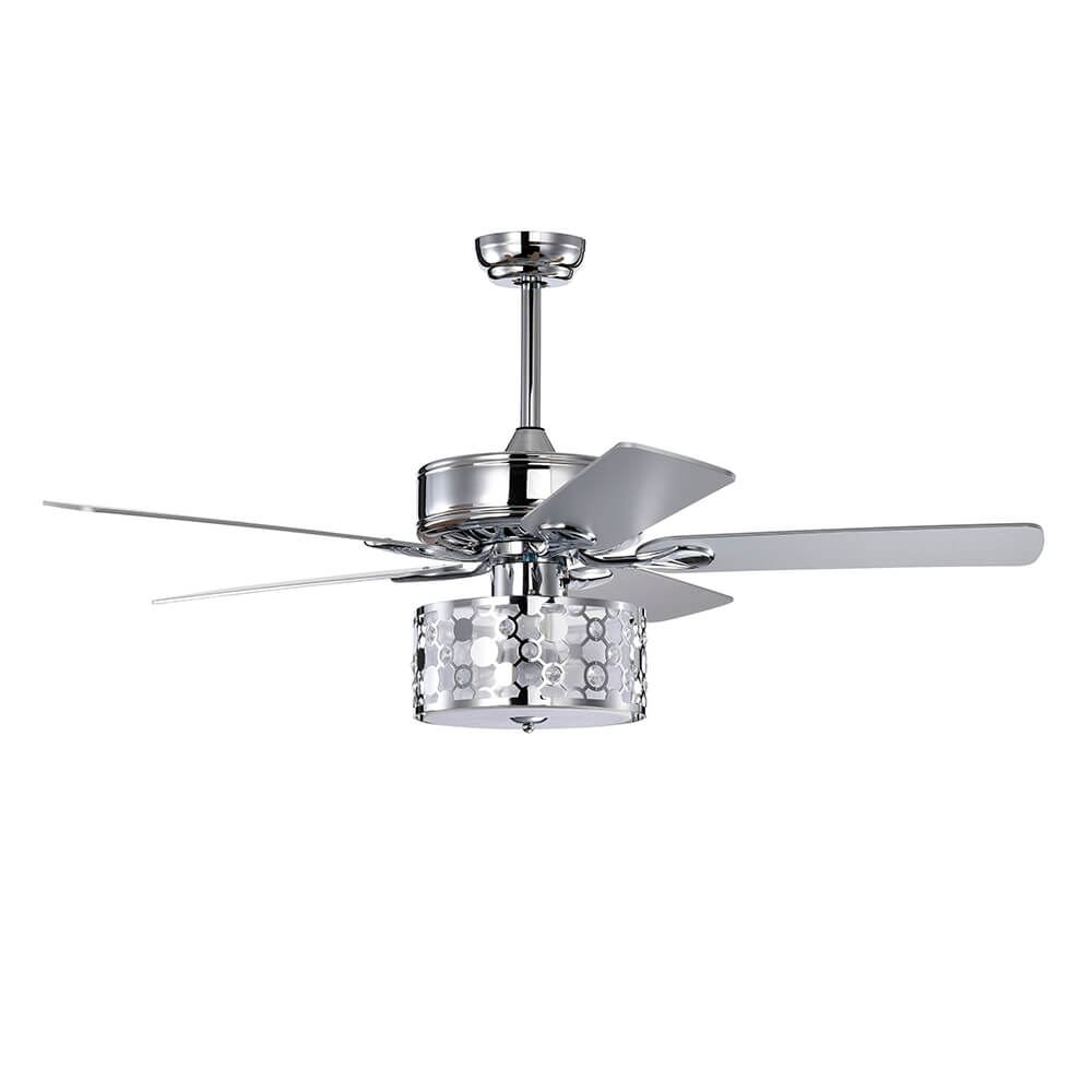 Chrome Iron Crystal Ceiling Fan Light