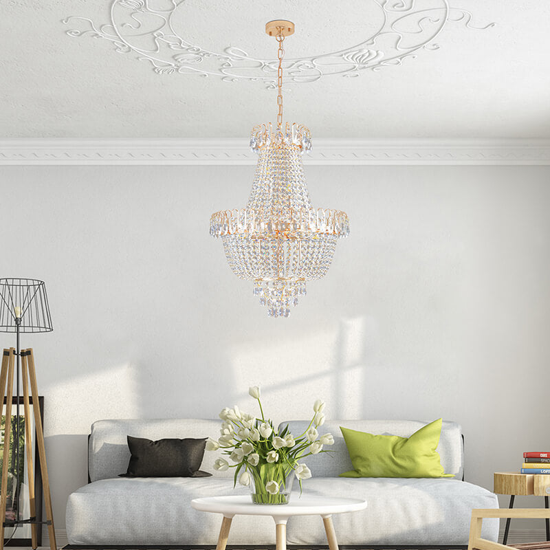 21.7" Large Luxury Gold Crystal Chandelier