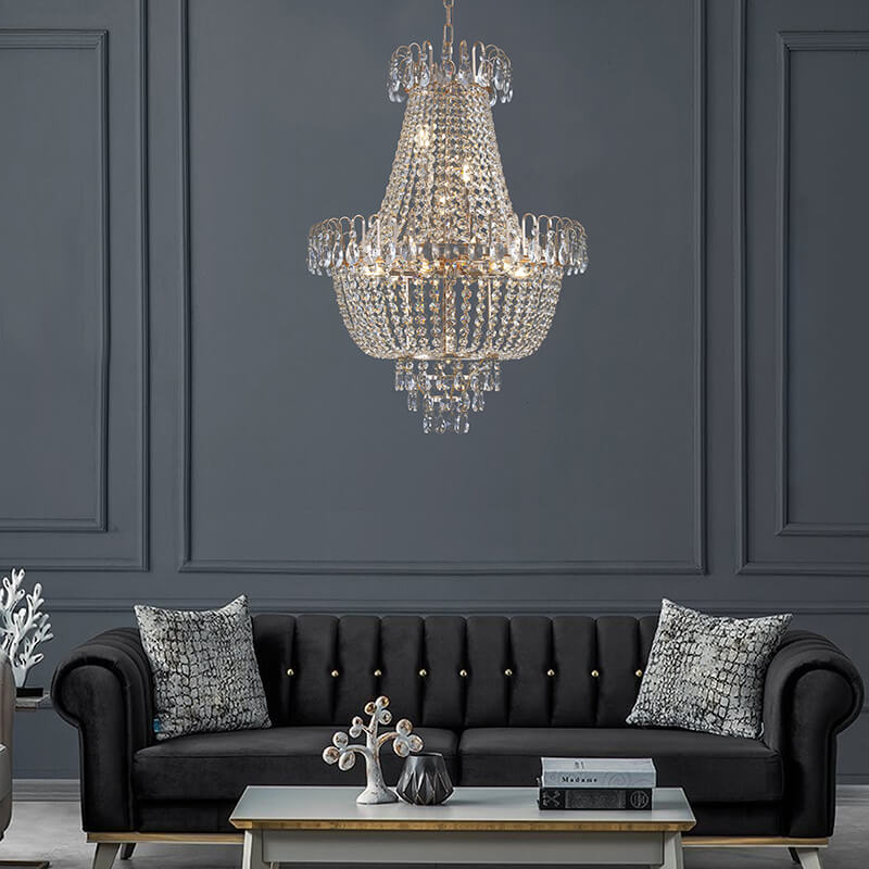 21.7" Large Luxury Gold Crystal Chandelier