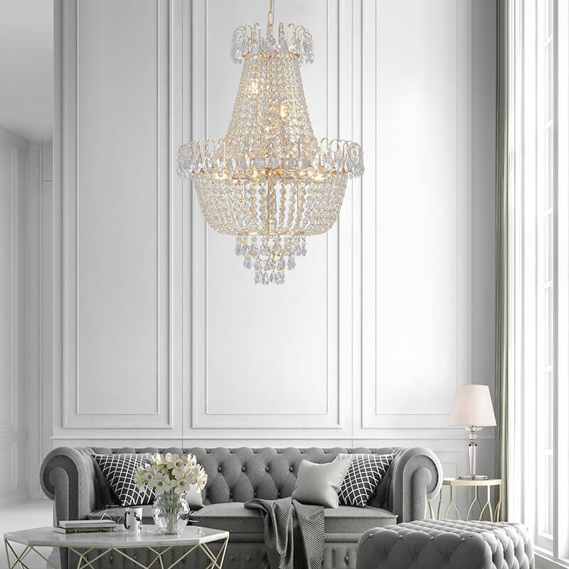 21.7" Large Luxury Gold Crystal Chandelier