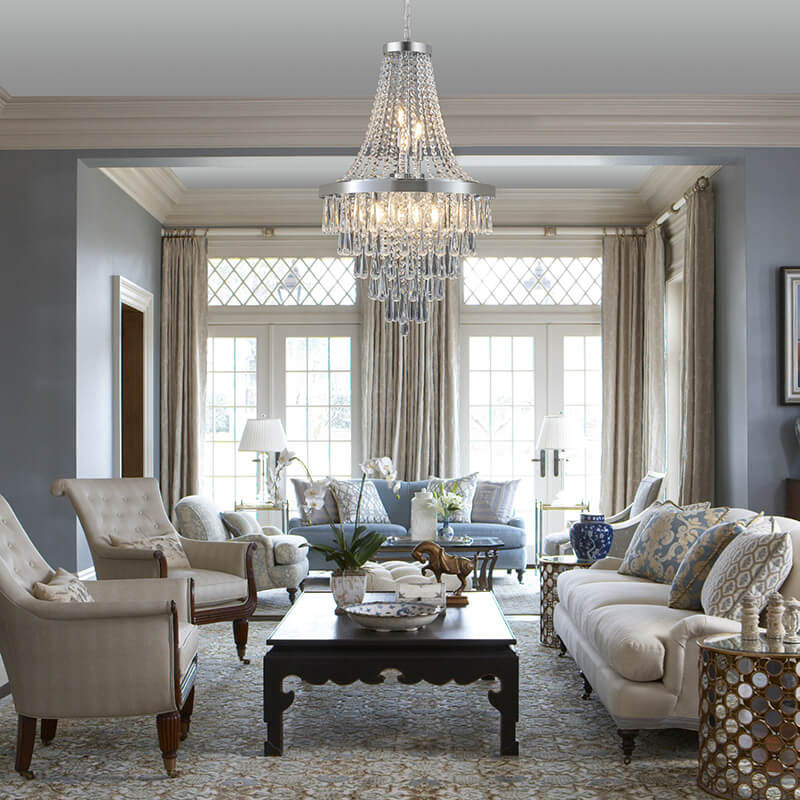 Contemporary Luxury Chrome Crystal Chandelier