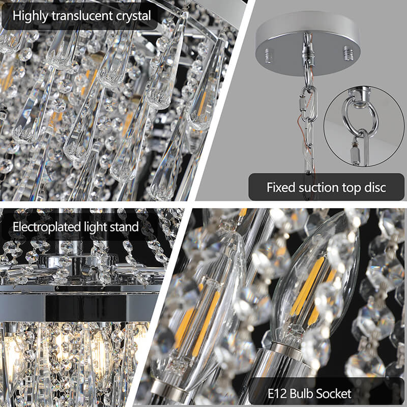 Contemporary Luxury Chrome Crystal Chandelier