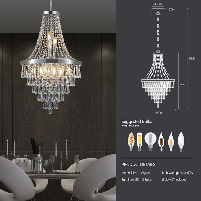 Contemporary Luxury Chrome Crystal Chandelier