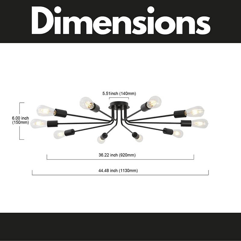 10-Light Sputnik Semi Flush Mount Light