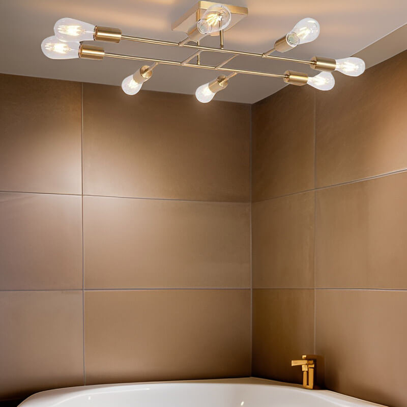 Brushed Brass 8-Light Semi Flush Light 