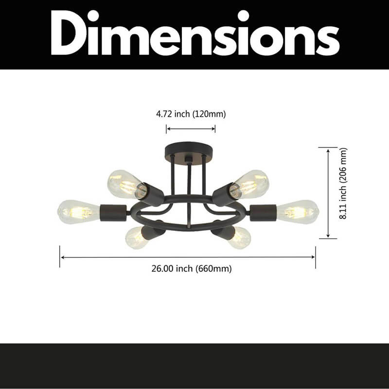 Sputnik 6-Light Semi Flush Mount Light