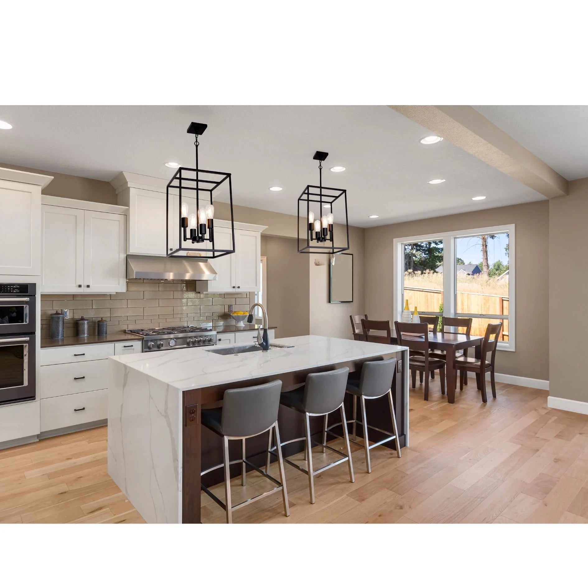 dining room chandeliers in a large dining area