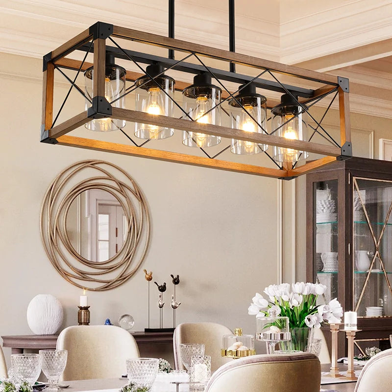 a kitchen island chandelier in a close-up view