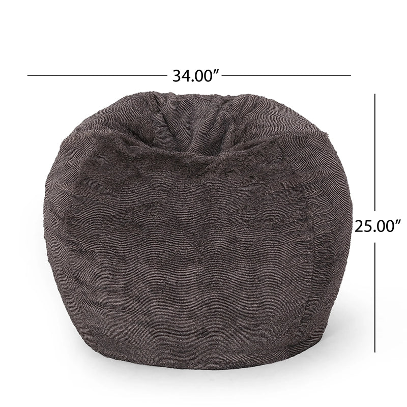 35" Greyrock 3-Foot Brown and Beige Faux Fur Winter Bean Bag Chair