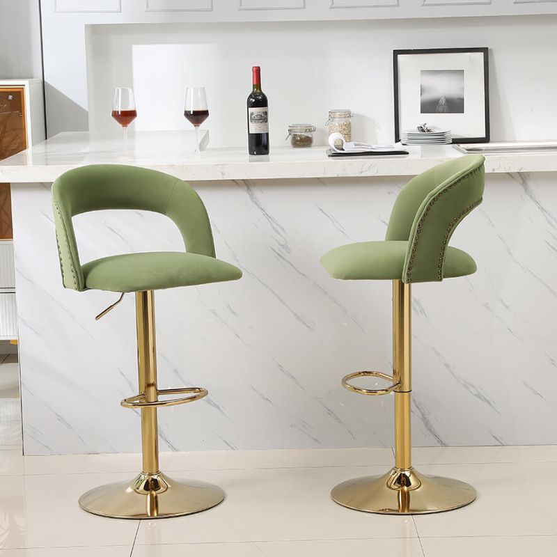 20" Avocado Green Swivel Velvet Counter Height Bar Stool 