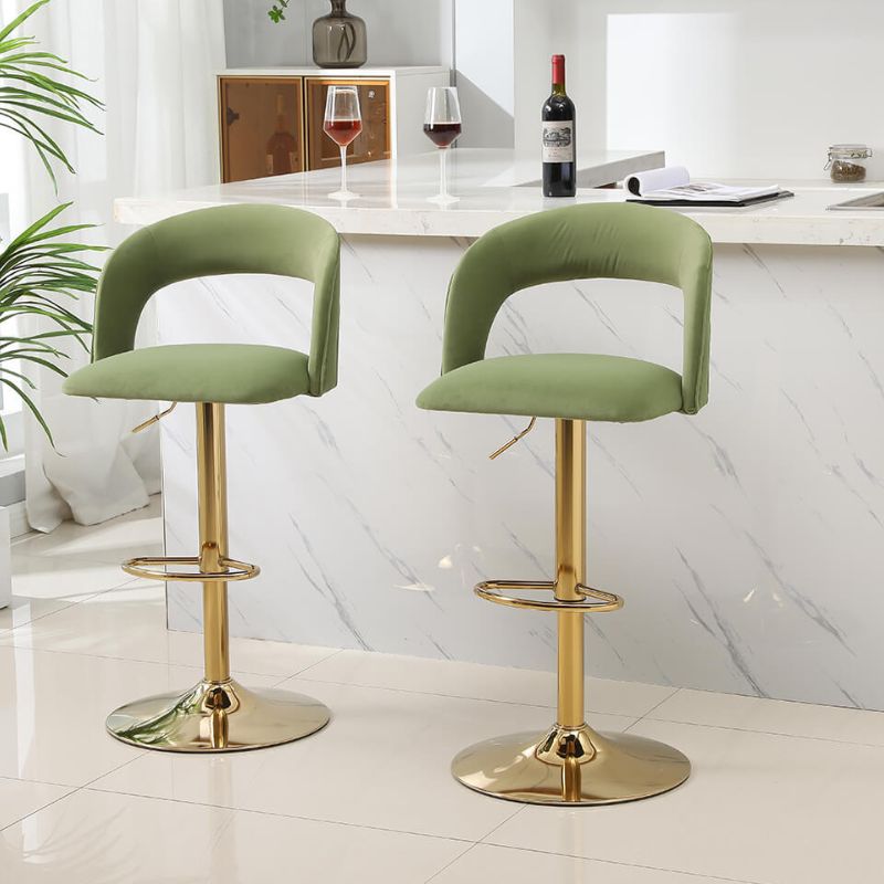 20" Avocado Green Swivel Velvet Counter Height Bar Stool 