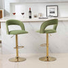 20" Avocado Green Swivel Velvet Counter Height Bar Stool with Back & Footrest (Set of 2)