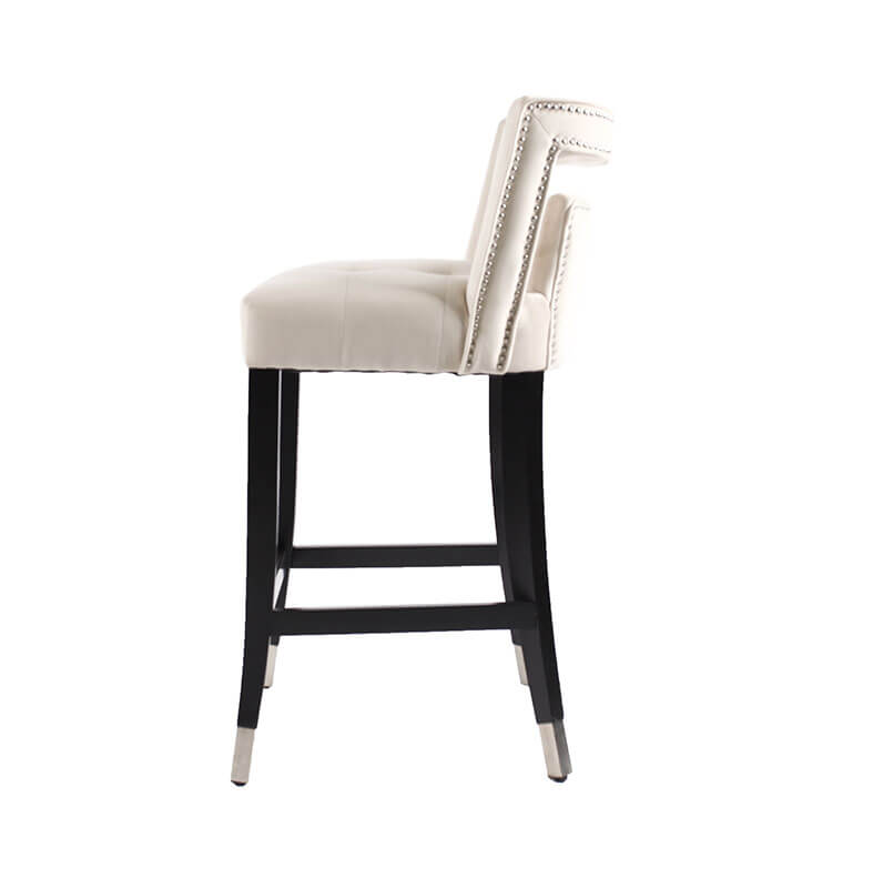 20" Cream Suede Velvet Barstool 