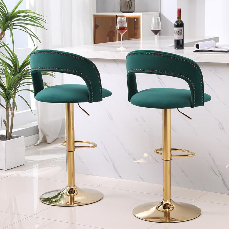 20" Emerald Swivel Velvet Counter Height Bar Stool 