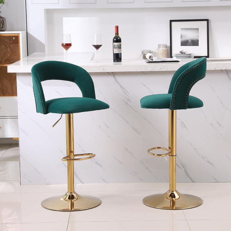 20" Emerald Swivel Velvet Counter Height Bar Stool 