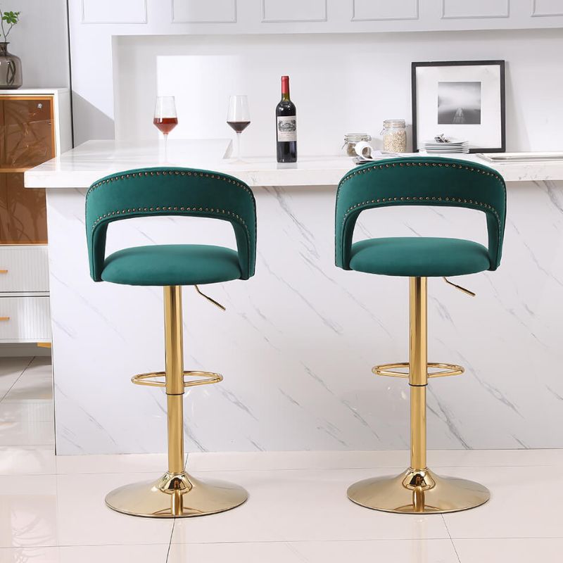 20" Emerald Swivel Velvet Counter Height Bar Stool 