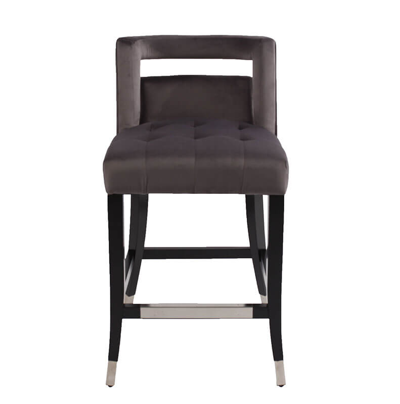 20" Gray Suede Velvet Barstool 