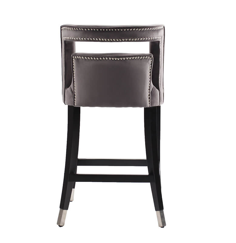 20" Gray Suede Velvet Barstool 