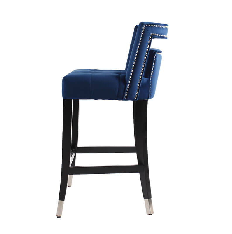 20" Navy Blue Suede Velvet Barstool 