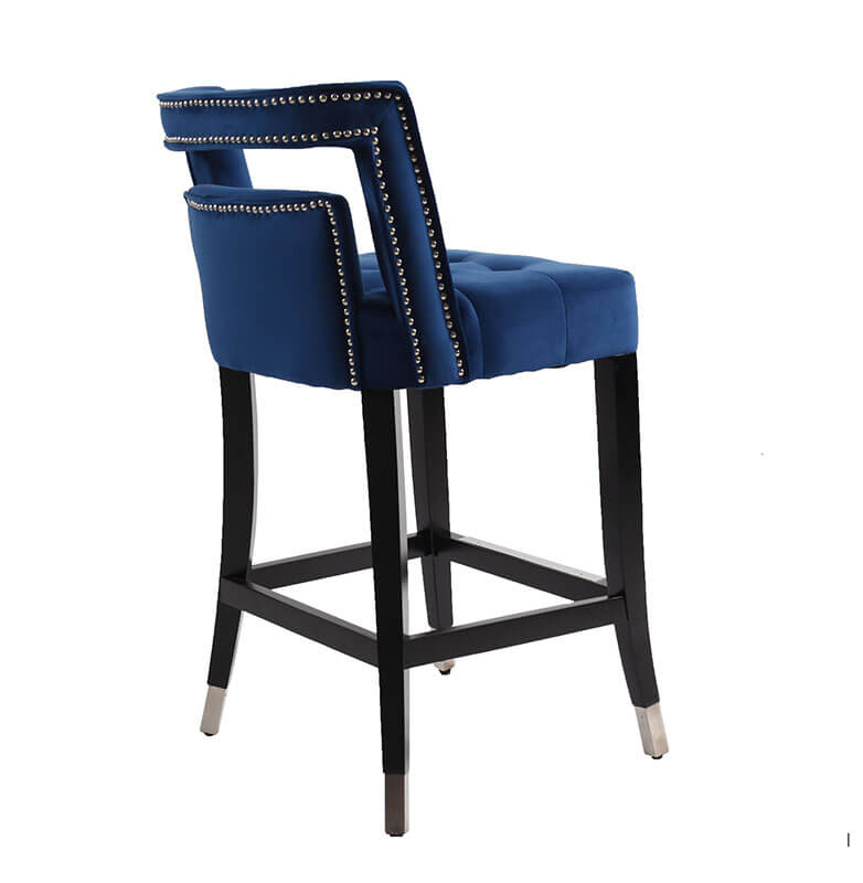 20" Navy Blue Suede Velvet Barstool 