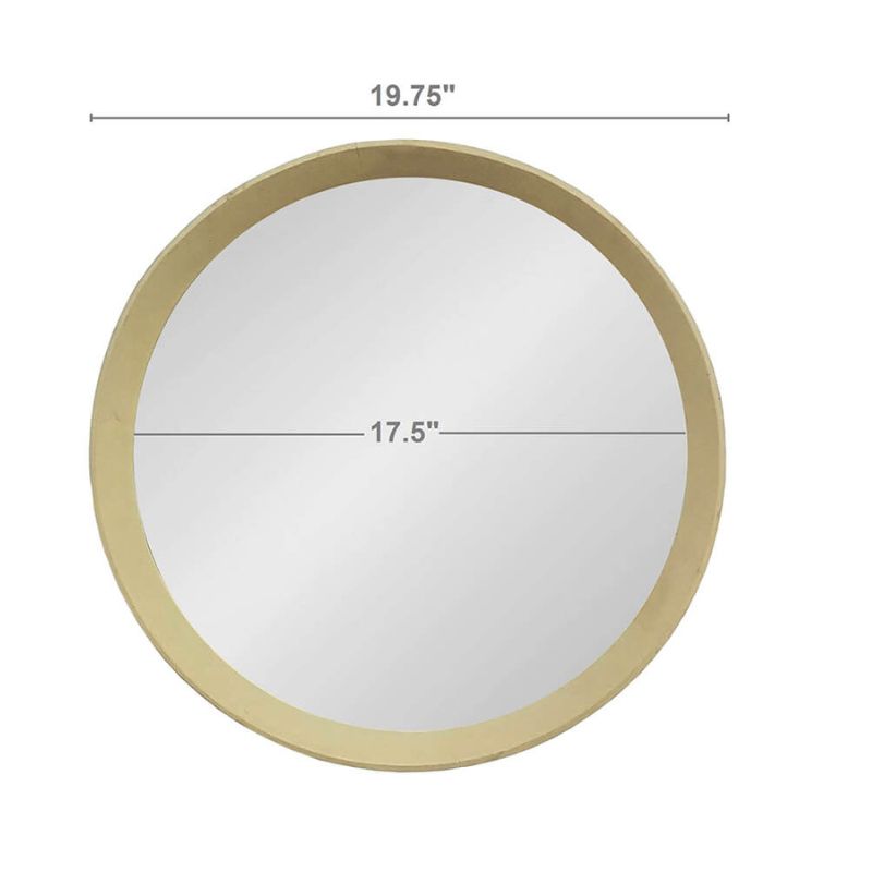 a dimension Image of the 20" Transitional Cream Round Hanging Wall Mirror with Solid Mango Wood Frame