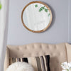 20" Transitional Natural Round Hanging Wall Mirror with Solid Mango Wood Frame