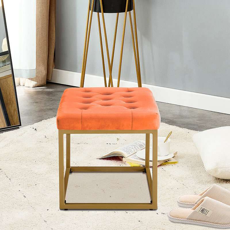 21" Orange Velvet Shoe Vanity Changing Stool