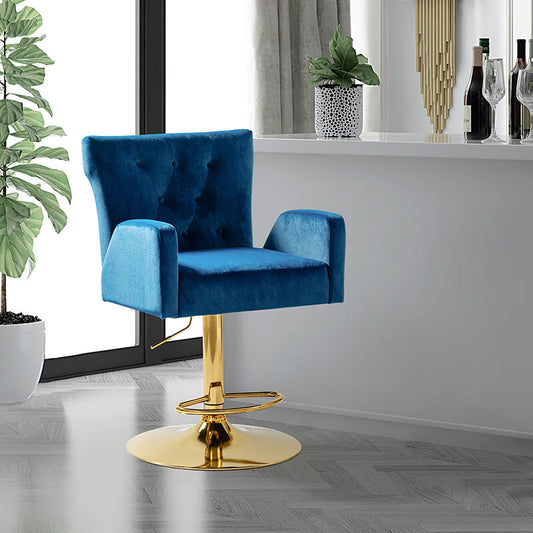 22.5" Modern Blue Tufted Velvet Swivel Bar Chair with Adjustable Height 