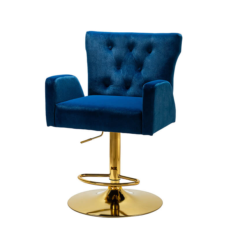 22.5" Modern Blue Tufted Velvet Swivel Bar Chair with Adjustable Height 