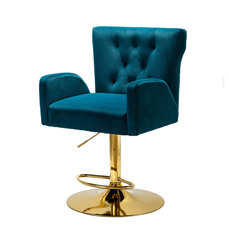 22.5" Modern Teal Tufted Velvet Swivel Bar Chair with Adjustable Height 