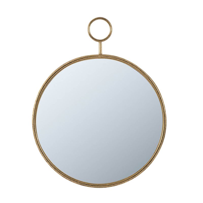 22"L x 28"H Circle Wall Mirror with Gold Metal Frame