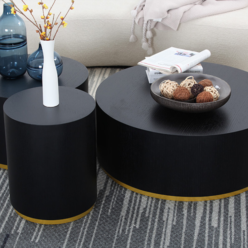 23.5" Black Round Coffee End Table 