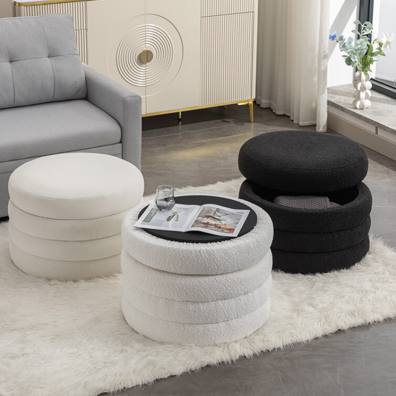 Round Storage Ottoman