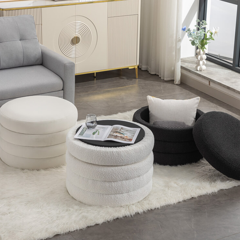 Round Storage Ottoman 