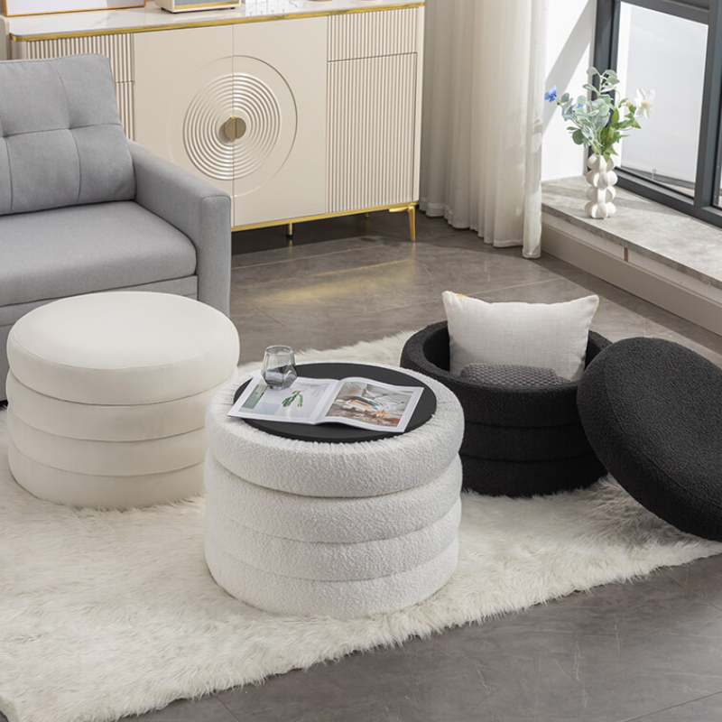 Round Storage Ottoman 