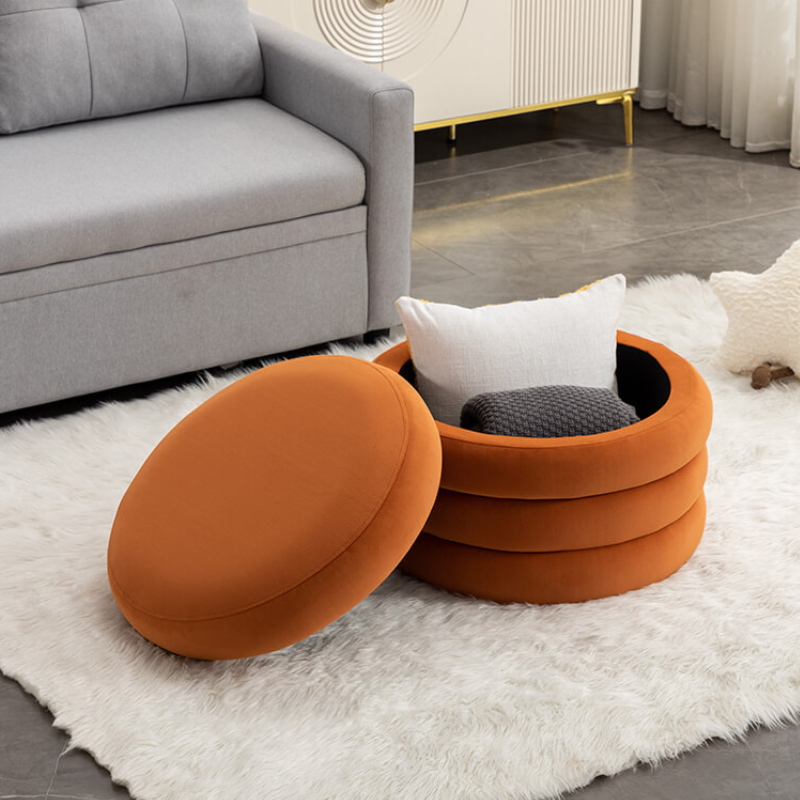 Round Storage Ottoman 