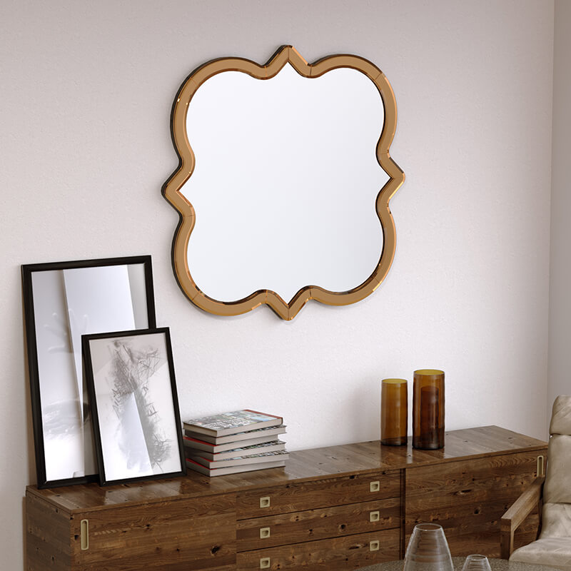 24" Antique Black Decorative Wavy Wall Mirror