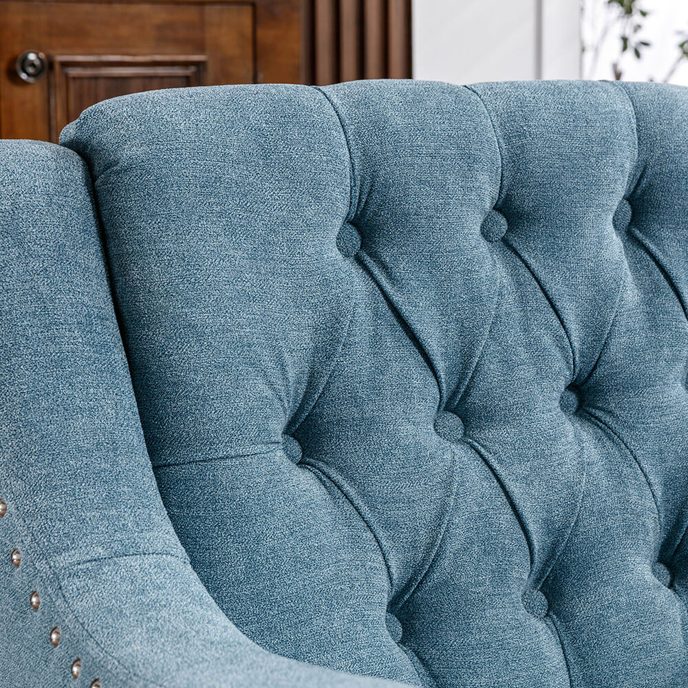 25.9" Blue Button Tufted Upholstered Accent Armchair