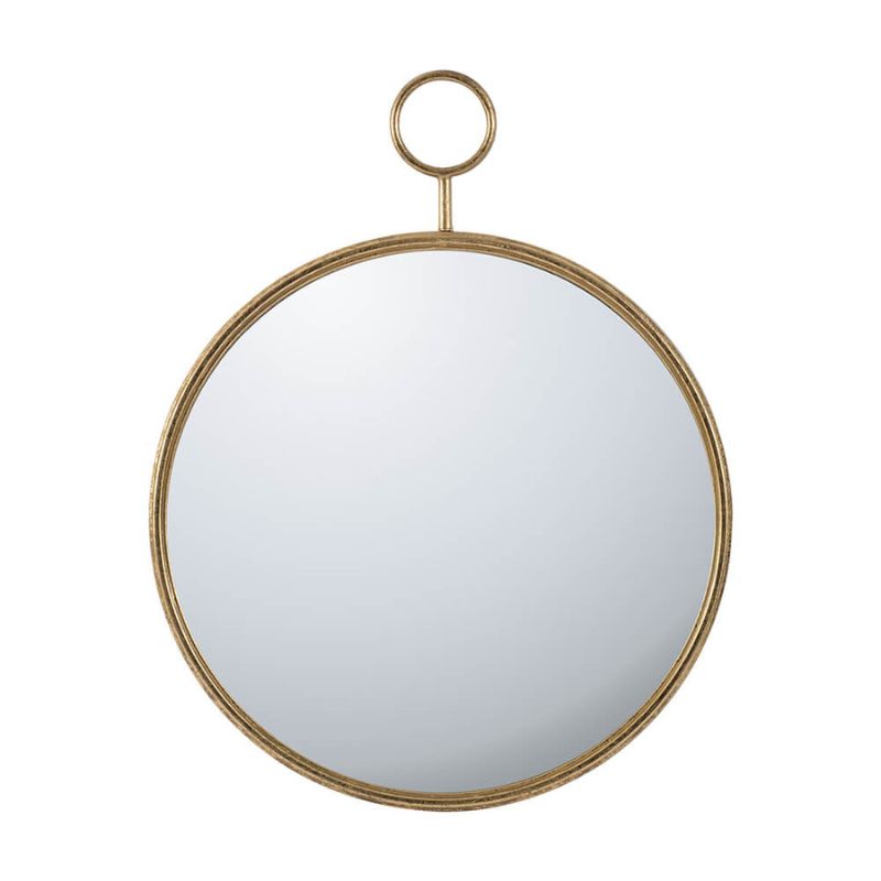 26"L x 32"H Circle Wall Mirror with Gold Metal Frame