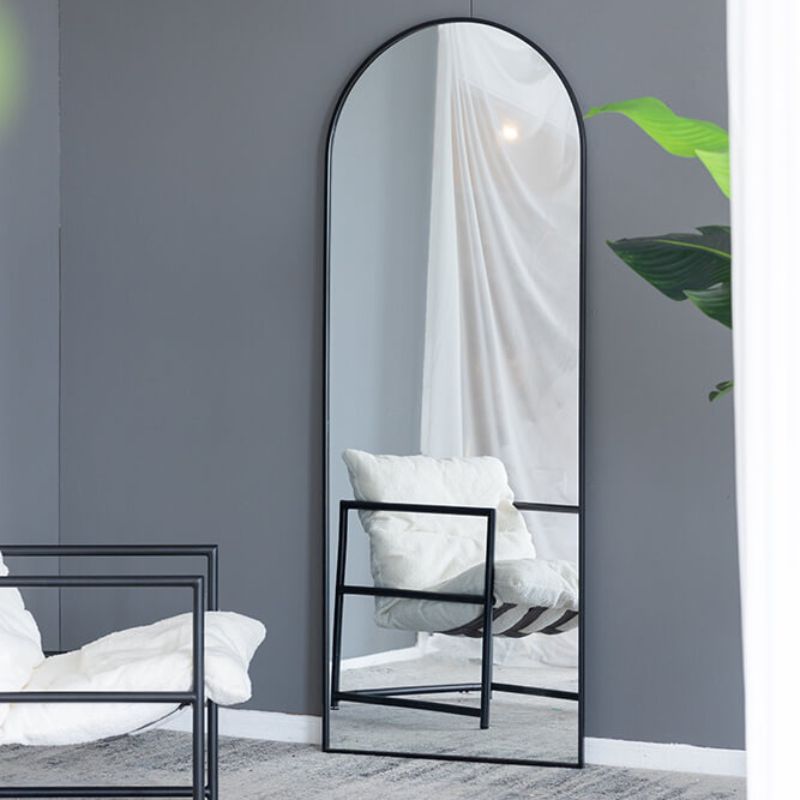 28" Celine Modern Black Arched Full-Length Mirror