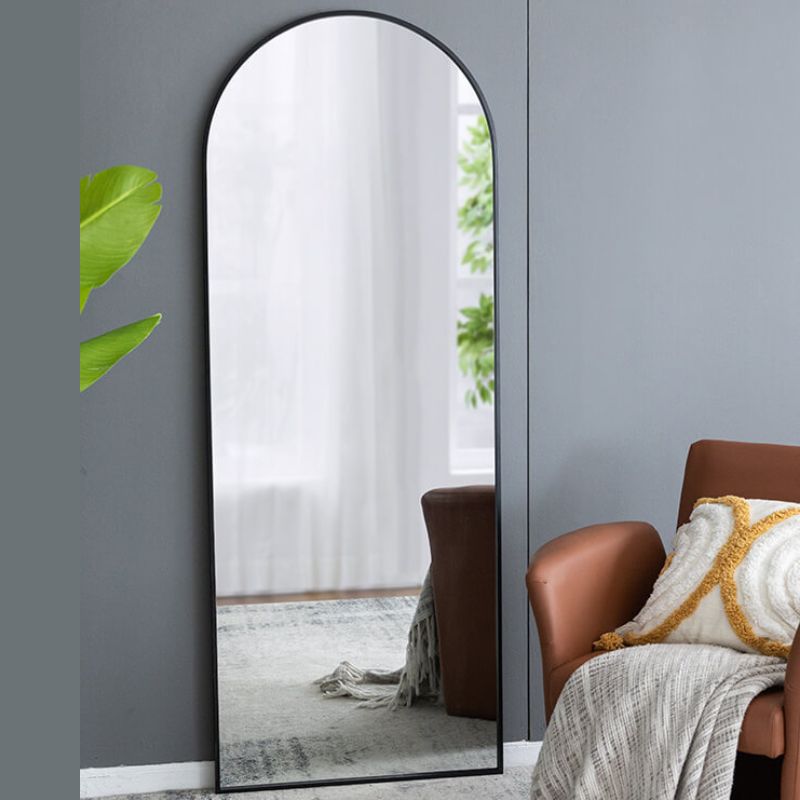 28" Celine Modern Black Arched Full-Length Mirror