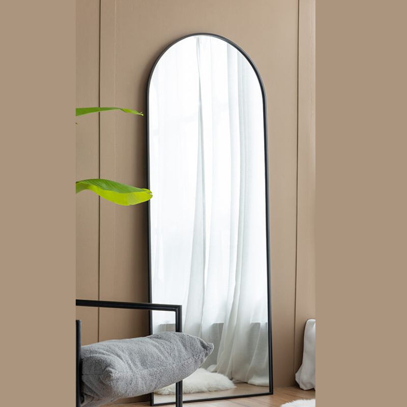 28" Celine Modern Black Arched Full-Length Mirror