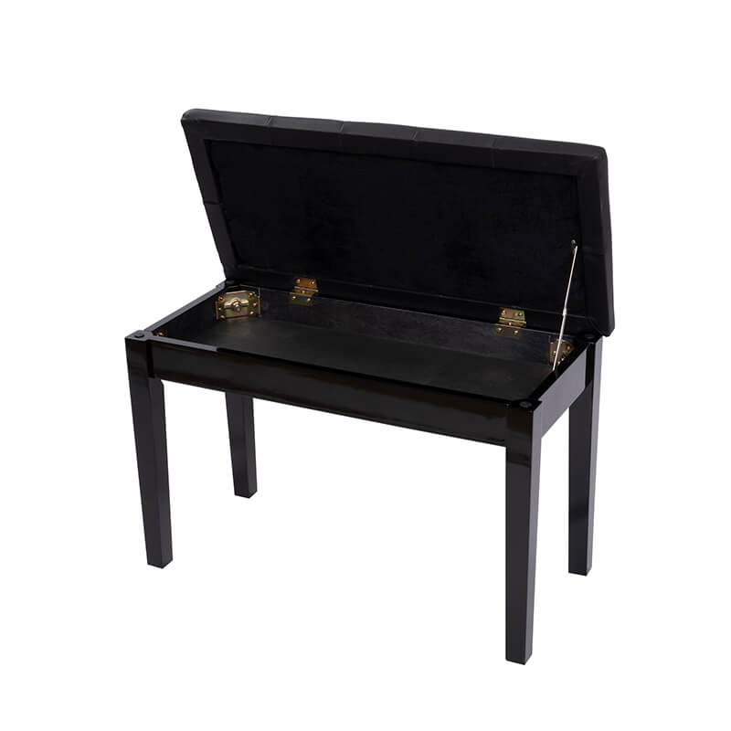 29.5" Black Faux Leather Piano Bench with Padded Cushion