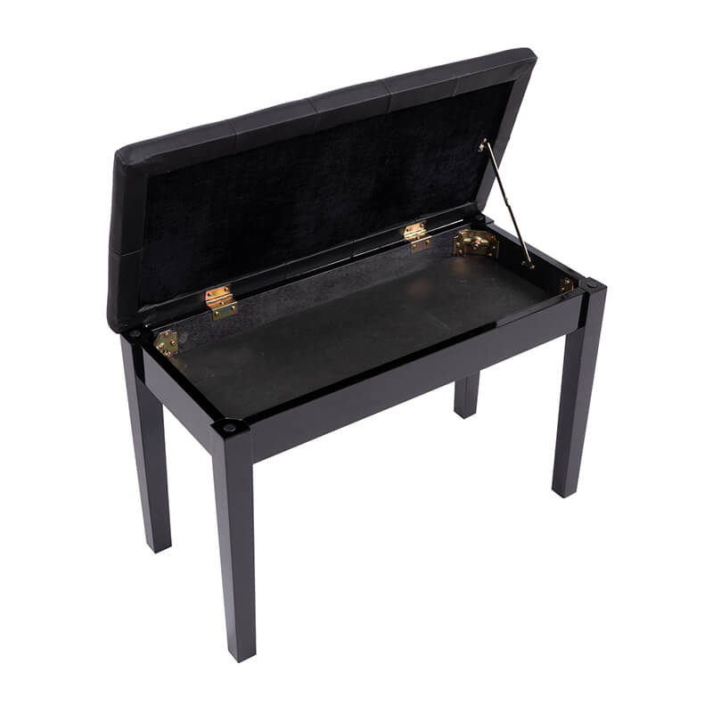 29.5" Black Faux Leather Piano Bench with Padded Cushion