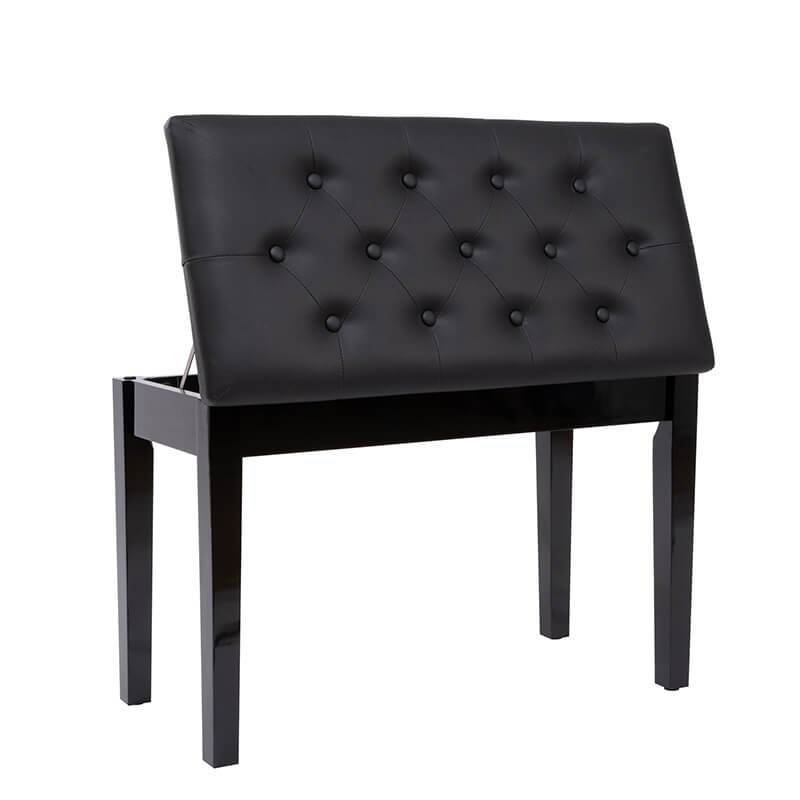 29.5" Black Faux Leather Piano Bench with Padded Cushion