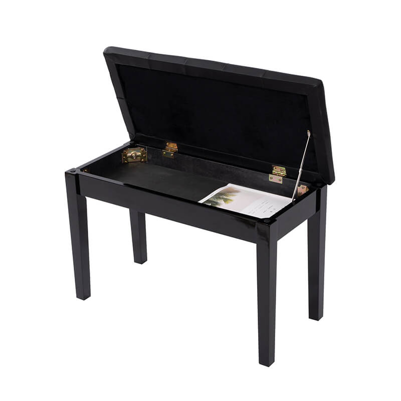 29.5" Black Faux Leather Piano Bench with Padded Cushion