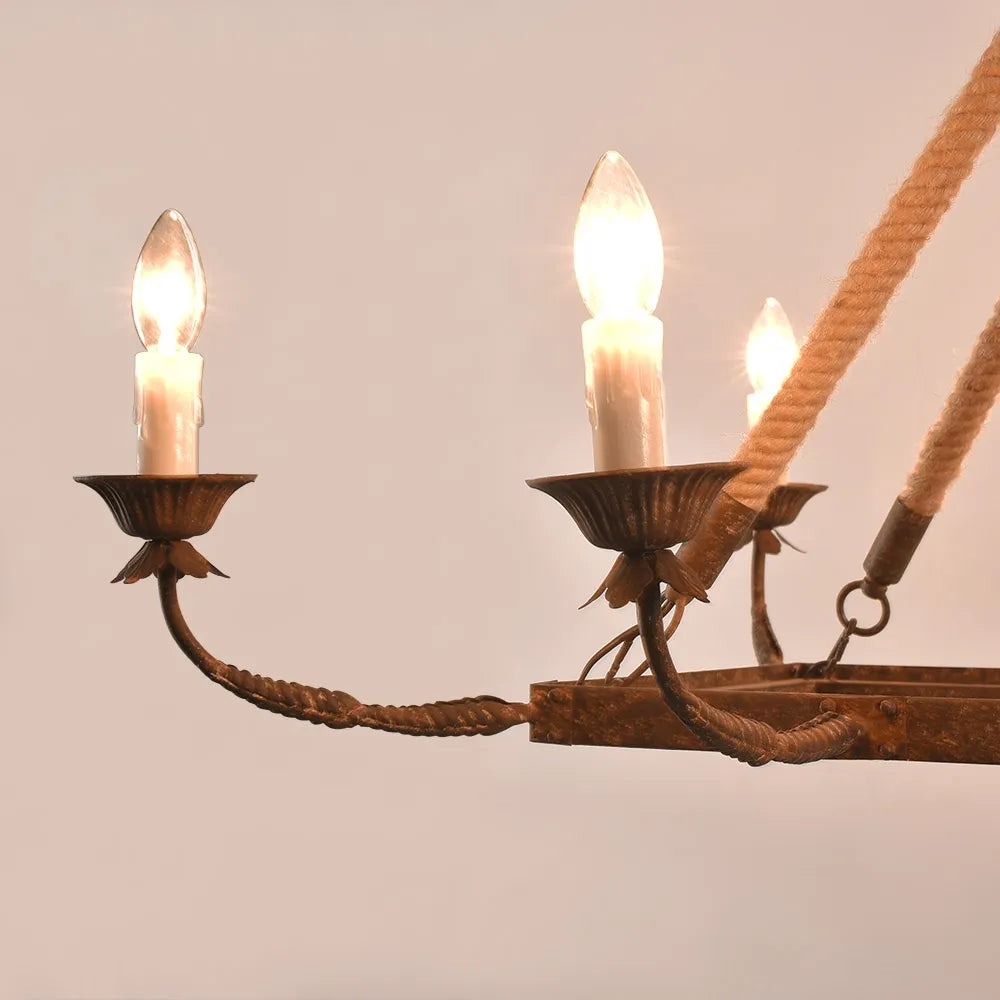 a dining room chandelier showcasing the bever hemp rope